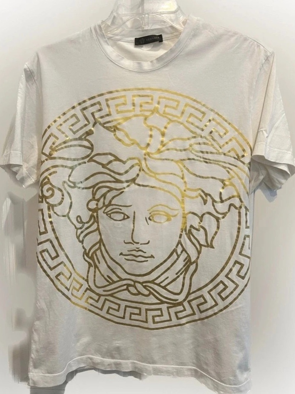 Authentic Versace Medusa Head Gold Foil Print T-Shirt